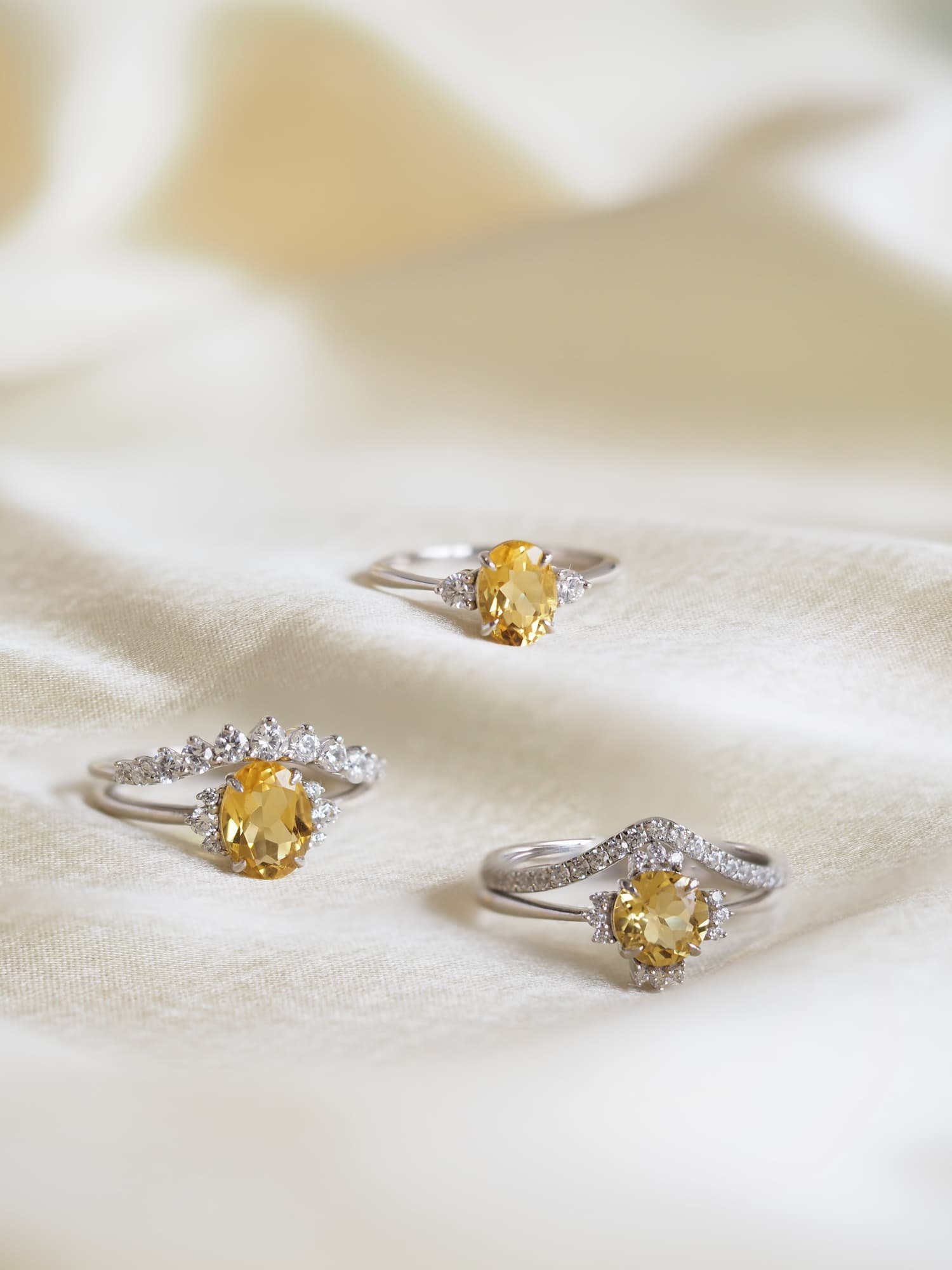 Yellow sapphire engagement rings with wedding bands