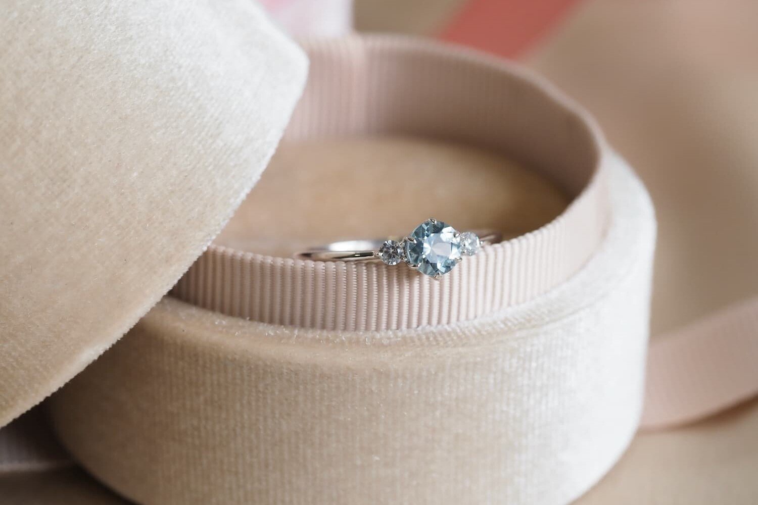 Cushion-Cut Blue Aquamarine Diamond Halo Engagement Ring Vintage