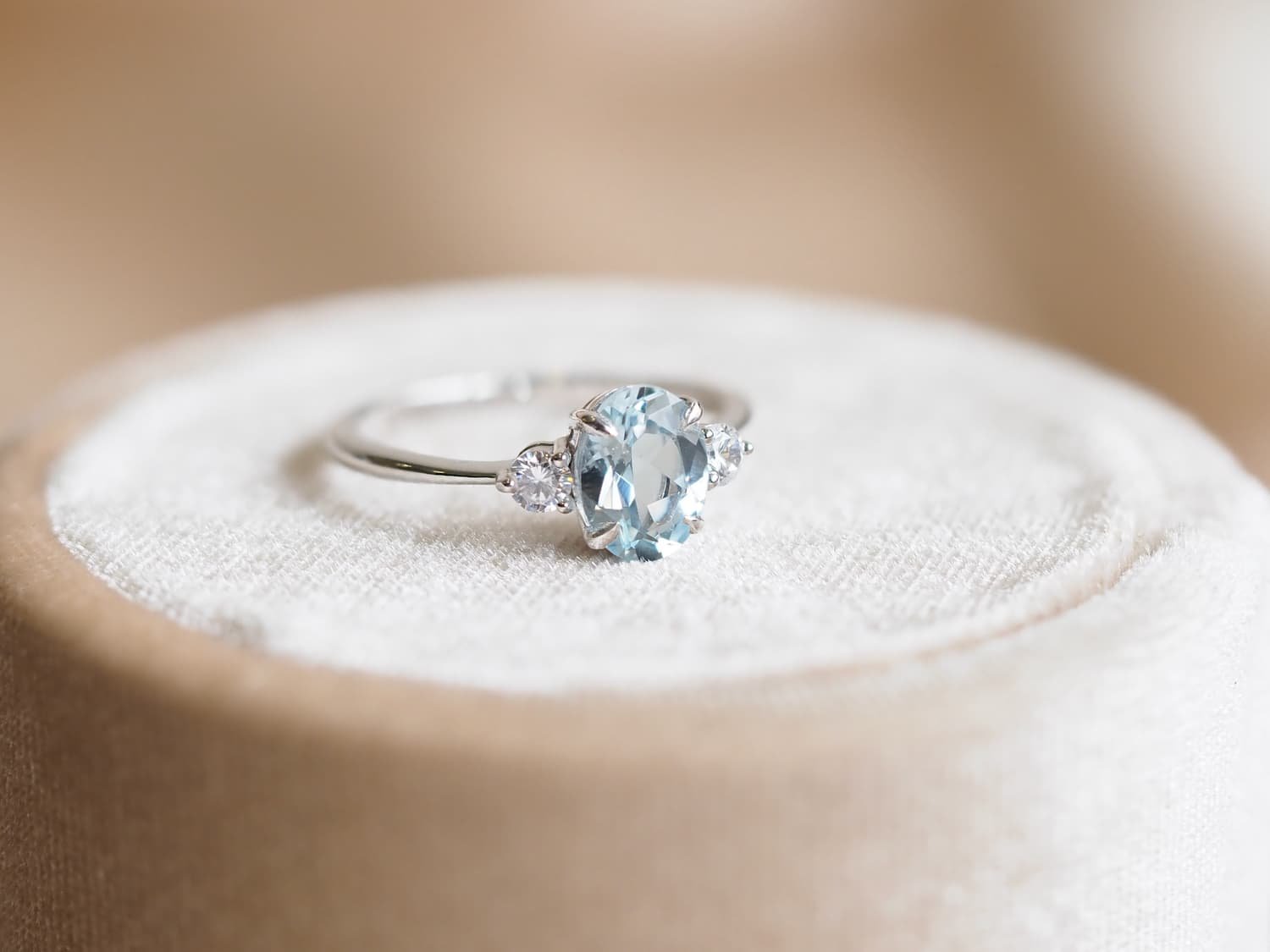 Elegant Cushion-Cut Blue Aquamarine Solitaire Engagement Ring