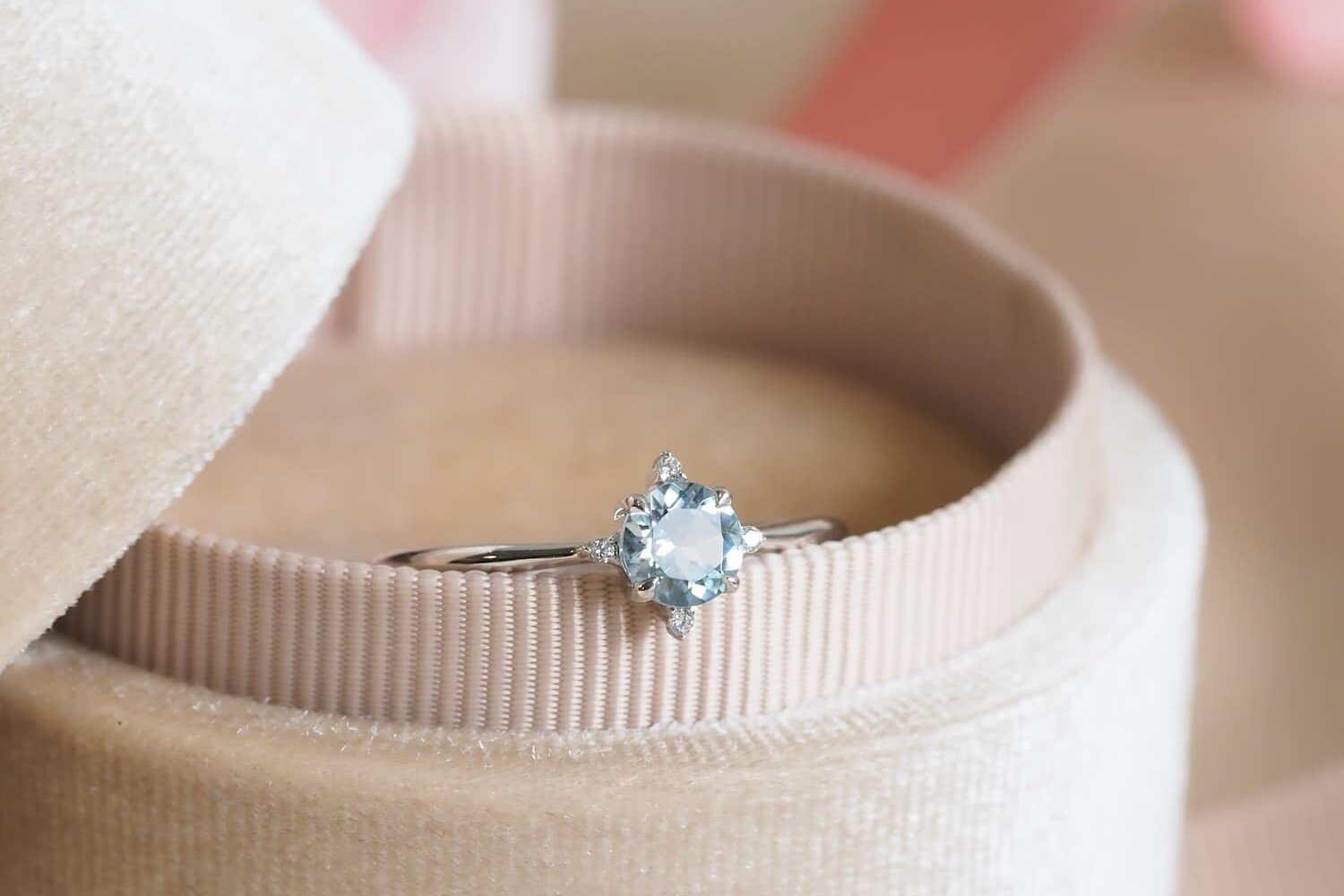 Sophia Aquamarine Engagement Ring with diamonds
