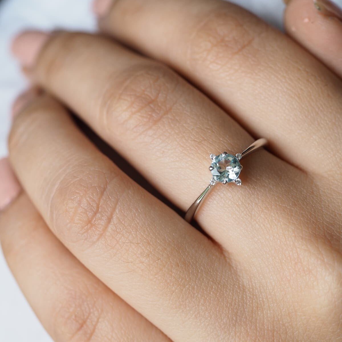 aquamarine and diamond ring
