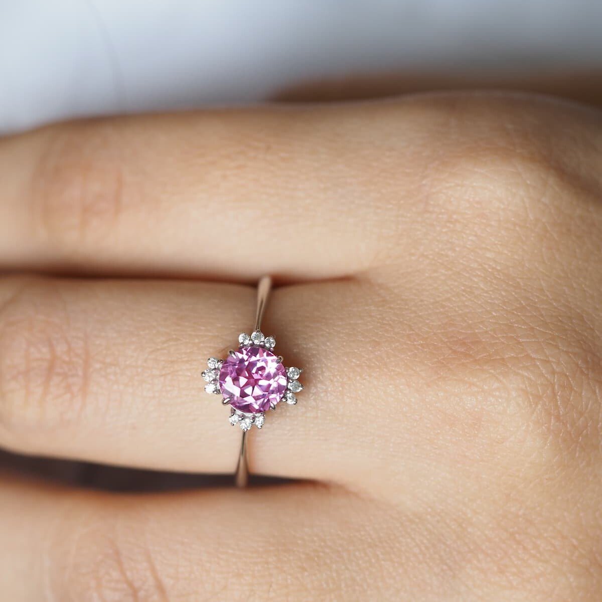 Pink sapphire engagement ring