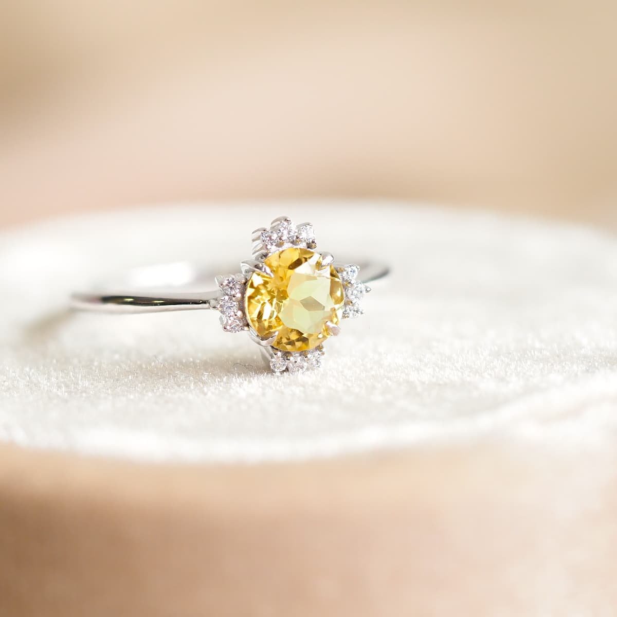 Silver Yellow Sapphire Ring