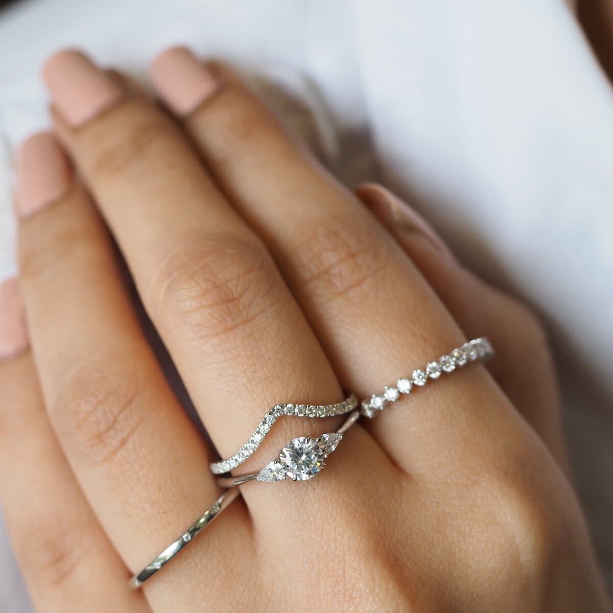 Jude solitaire diamond ring with stackable rings