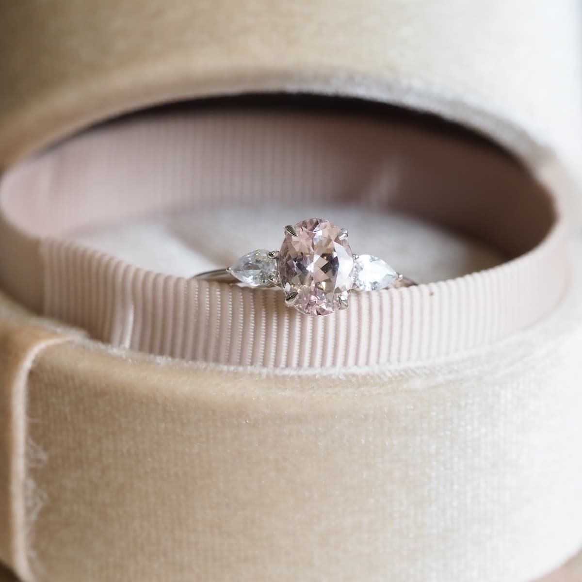 Lisa Morganite wedding ring with diamonds