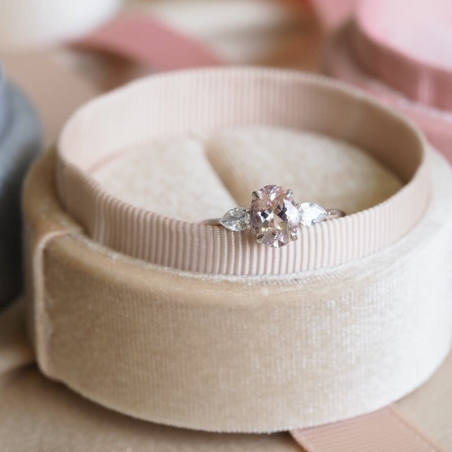 Lisa Morganite wedding ring with diamonds