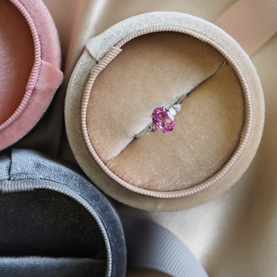 Pink sapphire engagement ring