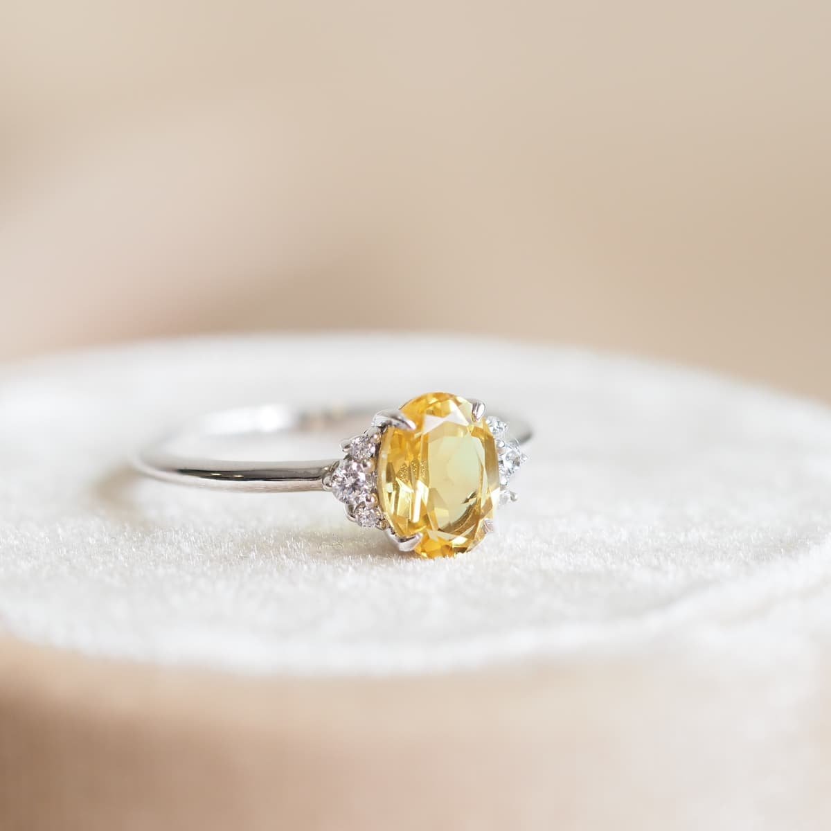 Yellow sapphire diamond ring